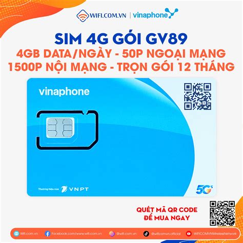 Sim 4G Vinaphone GV89 Trọn Gói 12 Tháng 4Gb Ngày Miễn Phí Thoại