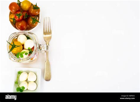 Caprese Salad In Glass Jar Stock Photo Alamy