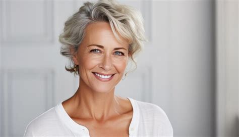 Premium AI Image Smiling And Elegant Middleaged Woman Conveying