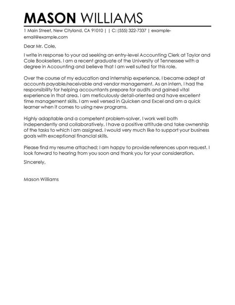 Best Accounting Clerk Cover Letter Examples LiveCareer