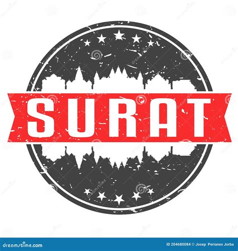 Surat, Gujarat, India Round Travel Stamp. Icon Skyline City Design. Seal Tourism Vector Badge ...