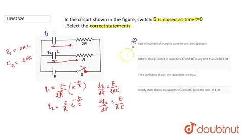 In The Circuit Shown In The Figure Switch S Is Closed At Time T