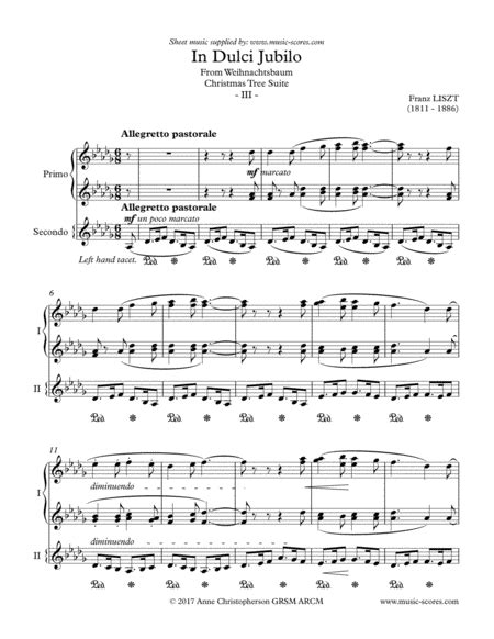 In Dulci Jubilo Piano Duet By Franz Liszt 2 Pianos 4 Hands Digital Sheet Music Sheet