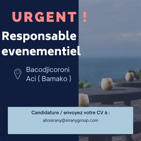 RESPONSABLE EVENEMENTIEL Y A Bara Offres D Emplois Et Stages