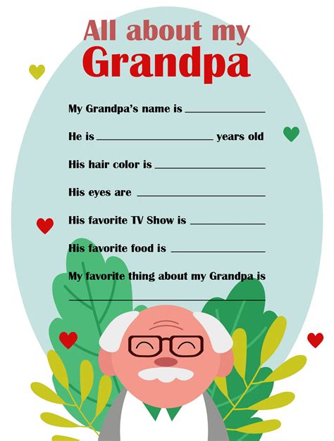 All About My Grandpa 10 Free Pdf Printables Printablee