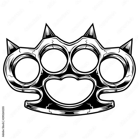 Vektorová Grafika „brass Knuckles Black And White Vector Illustration