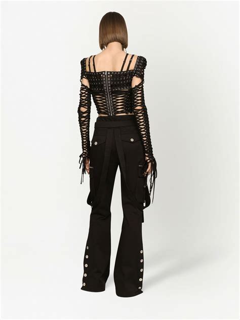 Dolce And Gabbana Lace Up Detailed Bustier Blouse Black Farfetch