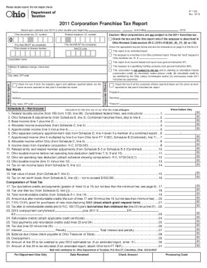 Fillable Online Tax Ohio Corporation Franchise Ohio Department Of