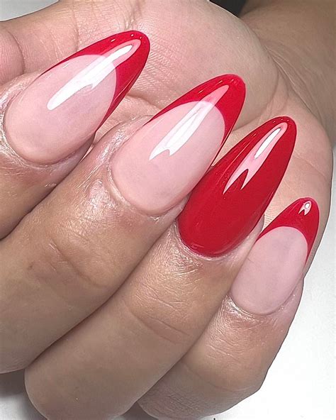 30 Chic Red French Tip Almond Nails Nail Designs Daily