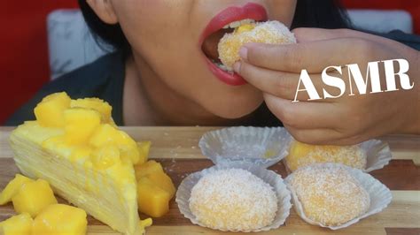 Asmr Fresh Mango Mochi And Mango Crepe Cake No Talking Youtube