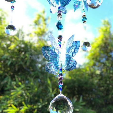 Blue Fantasy Hand Made Butterfly Crystal Suncatcher By Kylee Joy