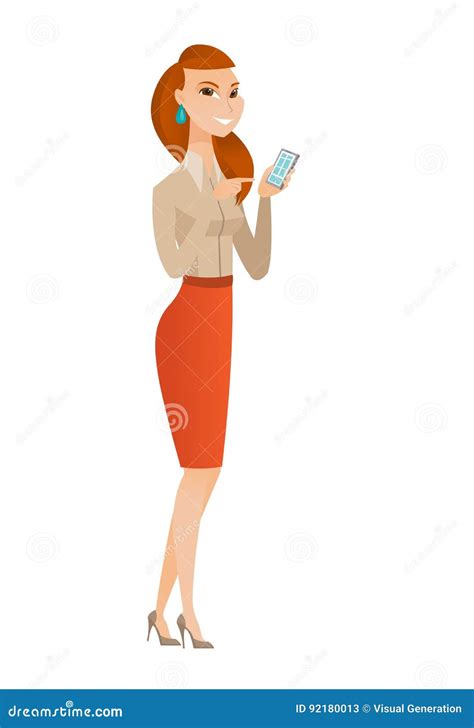 Caucasian Business Woman Holding A Mobile Phone Stock Vector