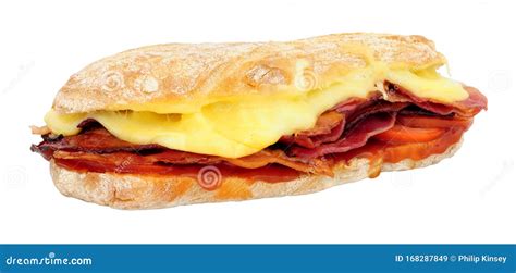 Ciabatta Sandwich Filled With Bacon And Cheese Stock Image Image Of