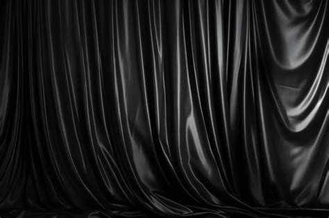 Premium Ai Image Black Silk Curtains Textured Wall Backdrop