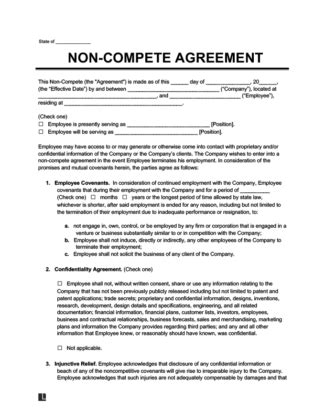 Free New York Non Compete Agreement Template PDF Word