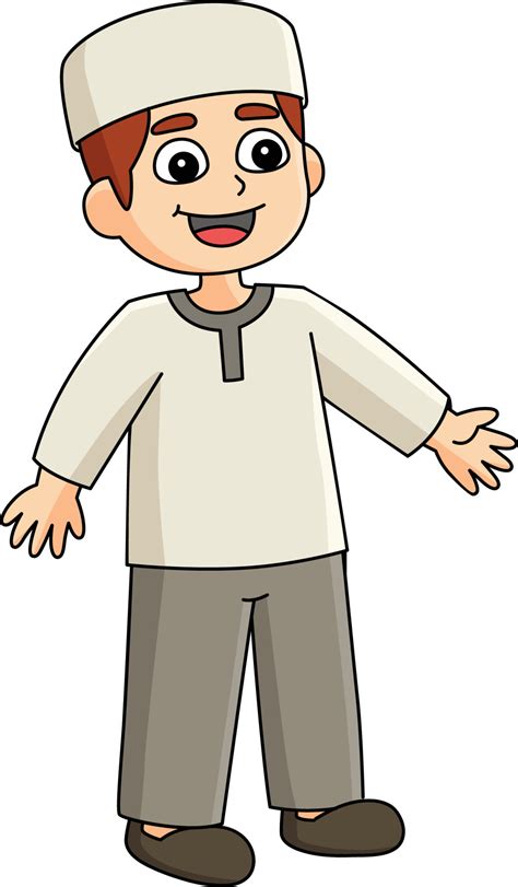 Muslim Boy In Front Of Mosque Cartoon Clipart 21964683 Vector Art At
