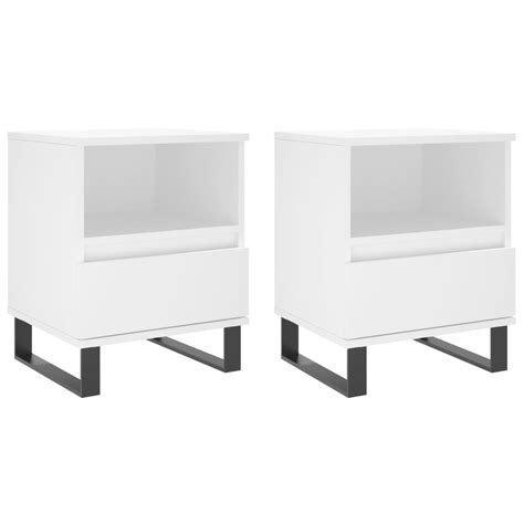 TABLES DE CHEVET 2 pcs blanc 40x35x50 cm bois dingénierie EUR 185 88