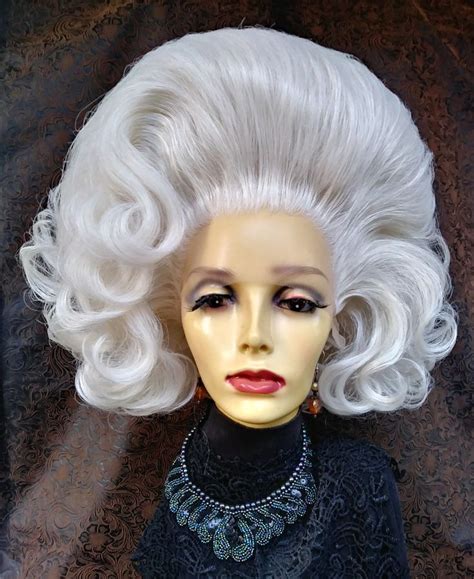 Styled Drag Wig W21 326 Lace Front Dramatic Bouffant White Blonde