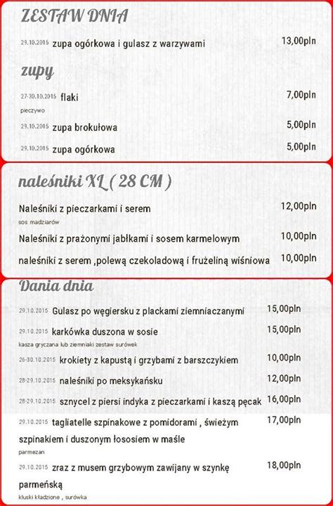 Menu at Jak u Mamy restaurant Goleniów