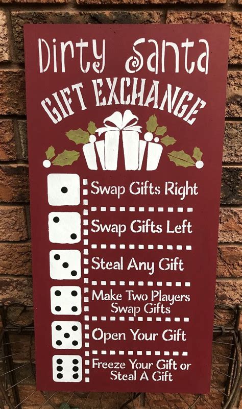 DIRTY SANTA GIFT Exchange Game Board Sign Holiday Hostess Housewarming