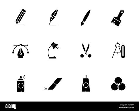 Art Tools Glyph Icons Stock Vector Image Art Alamy