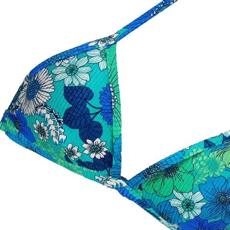 Sutiã Biquíni Fixo Canelado Tiffany Floral Ilha Bikini