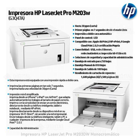 Impresora HP LaserJet Pro M203DW Monocromático LYM DIGITAL