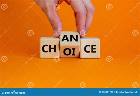 Choice And Chance Symbol Businessman Turns The Wooden Cube And Changes