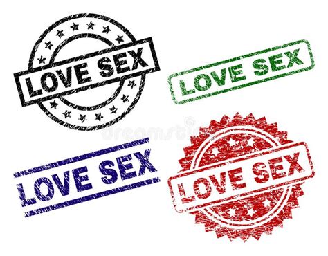 Damaged Textured Love Sex Seal Stamps Stock Vector Illustration Of