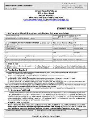 Fillable Online Mechanical Permit Form Fax Email Print Pdffiller