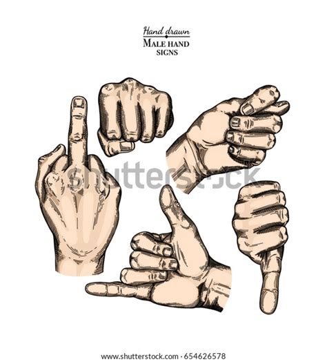 Hand Gesture Sketch Set Illustration Isolated Stock Vector Royalty