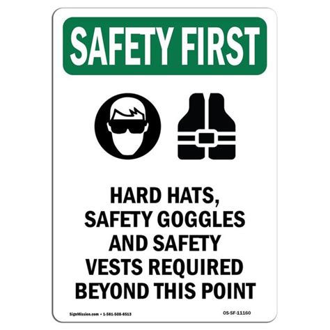 Signmission Osha Safety First Sign Hard Hats Safety W Symbol In X