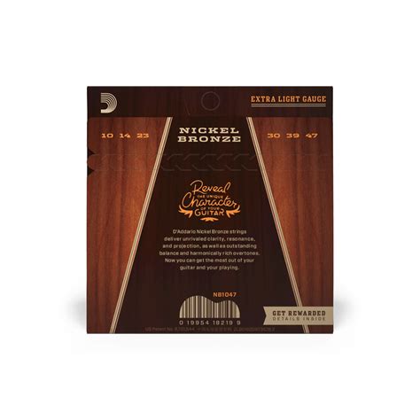 10 47 Extra Light Nickel Bronze Acoustic Guitar Strings NB1047 D