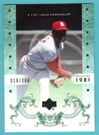 Upper Deck Hall Of Fame Hof Green Bob Gibson Cardinals