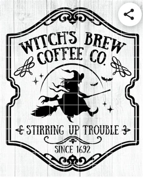 The Witch S Brew Logo Is Shown On A Wooden Sign That Says Witches