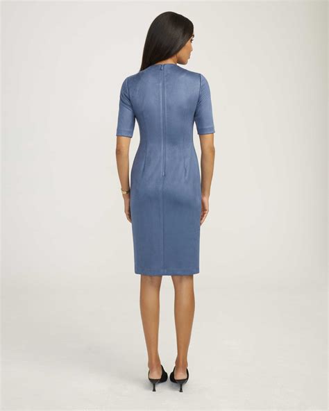 Scuba Suede Sheath Dress Blue Anne Klein Clearance