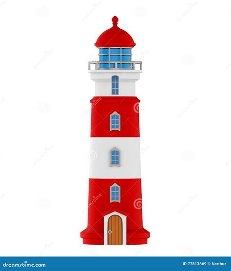 Red Lighthouse Isolated Stock Illustration Illustration Of Harbor