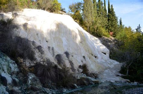 Wall Of Mineral Deposits And Calcifications At A Natural Hot Spring Stock Image Image Of