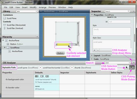 Javafx Scene Builder User Guide Skinning With Css And The Css Analyzer