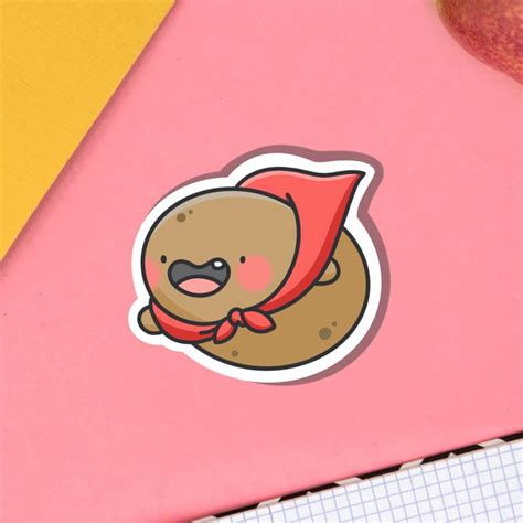 Cute Potato Vinyl Sticker Kawaii Super Spud Stickers Cute Etsy Uk