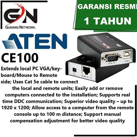 Jual ATEN CE100 USB VGA Cat 5 Mini KVM Extender (1280 x 1024@100m ...
