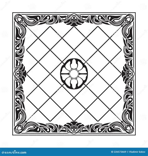 Stained Glass Vector Pattern In The Art Nouveau Stock Vector Illustration Of Stylized