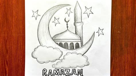 Kolay Ramazan Resmi Çizimi Ramazan ile ilgili çizimler Karakalem Cami