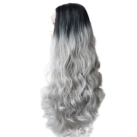 Ombre Silver Wavy Synthetic Lace Front Wig Hs0010 Musegetes