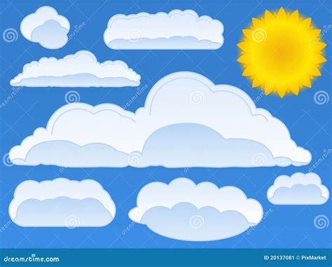 Sol y nubes del vector ilustración del vector Ilustración de resorte