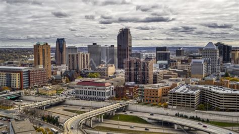 The City Skyline Of Downtown Saint Paul Minnesota Aerial Stock Photo