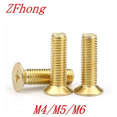 100pcs Din7985 M4 M5 M6 Brass Cross Recessed Phillips Flat Countersunk Head Machine Screws