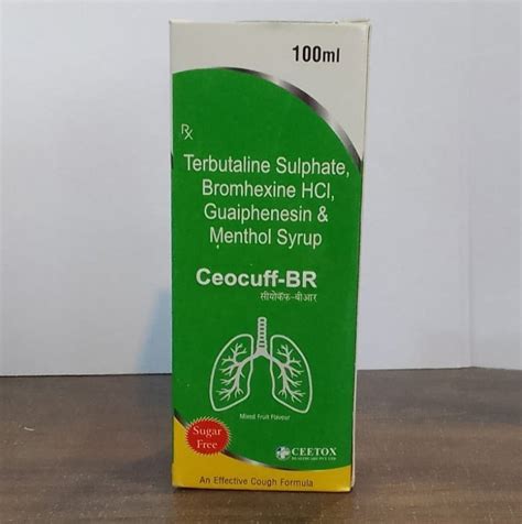 Terbutalin Sulphate Bromhexine Hci Guaiphenesin Menthol Syrup Ml