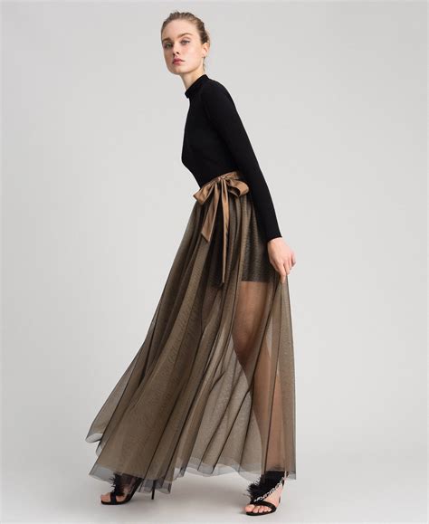 Long Tulle Skirt Woman Black TWINSET Milano