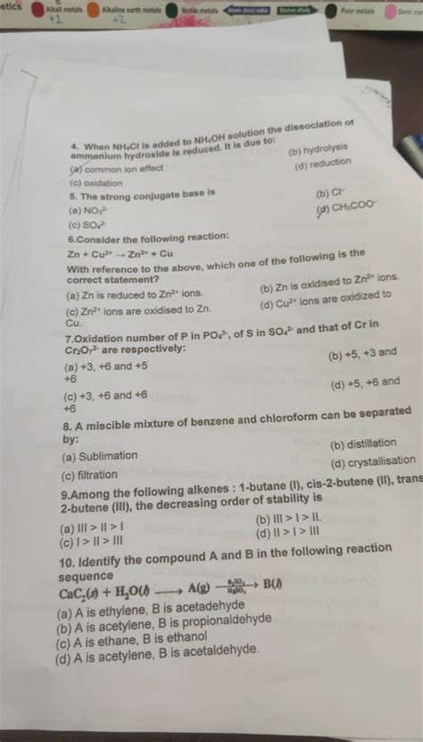 Identify The Compound A And B In The Following Reaction Sequence Cac S